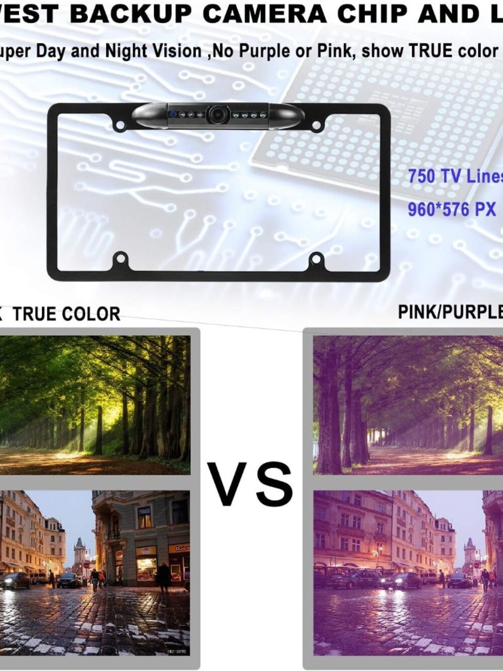 License Plate Backup Camera HD Front Rear View Reverse Camera with 7 LED Night - Picture 8 of 10